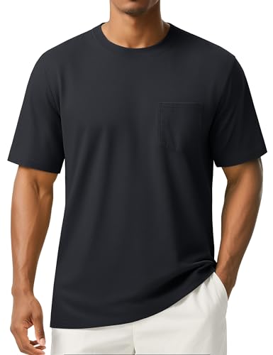 TACVASEN Men's Pocket T-Shirts Short Sleeve Cotton Tshirts Moisture Wicking Tee Shirt Crew Neck Lightweight Summer Tees