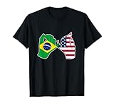 Bandeira do Brasil e dos Estados Unidos Mãos unidas T-Shirt
