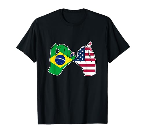 Bandeira do Brasil e dos Estados Unidos Mãos unidas T-Shirt