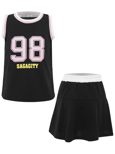 Kids Girls Tennis Outfit Set Moisture-Wicking Sleeveless Tank Top with Mini Skirt Sports Activewear3