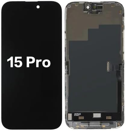 h24z Hochwertiger LCD Touchscreen Display-Ersatzbildschirm mit Rahmen, 6,1 Zoll, kompatibel mit dem iPhone 15 Pro, für mühelose Reparaturen und klare visuelle Darstellung.