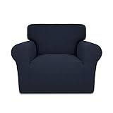 Easy-Going Thickened Stretch Slipcover, Sofa Cover, Furniture Protector with Elastic Bottom, 1 Piece Couch Shield, Sturdy Fabric Slipcover Pets,Kids,Children,Dog,Cat (Chair,Navy)