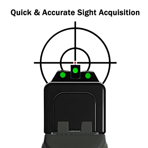 TRSAIM No-Tritium Fiber Optic Sights for Glock 17, 17L, 19, 22, 23, 24, 26, 27, 33, 34, 35, 38, 39 - Red/Green Dot Fiber Optic Sights for Glock (Green Dot)