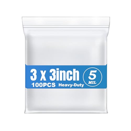 5Mil 3"x3" 100Pcs Small Plastic Bags Resealable Zip Seal Lock Poly Baggies