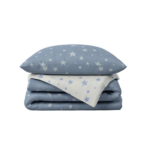 Parure de lit bébé étoiles bleu 100x135 cm, le cadeau de naissance idéal