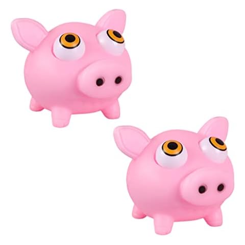 2Pcs Pig Popping Out Eyes Squeeze Toy for Kids,Funny Children's Sensory Fidget Toys Used to Relieve Stress,Eye Popping Stress Toy Squeeze Sensory Toys Office Desk Toys,Birthday Cover
