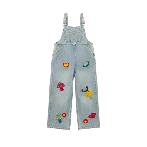 Baggy Girls Denim Overalls Sleeveless Teens Denim Jumpsuit Spring Summer Washed Jean Rompers with Pockets overalls for girls Y2K clothes Sky Blue 11-12 Years