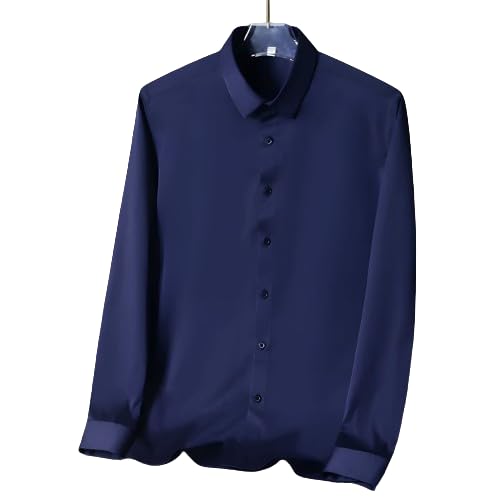 Image of Men's Satin Solid Full Sleeves Regular Fit Shirt
