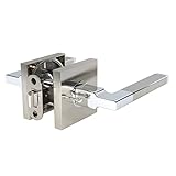 AVALON 0530 - Contemporary / Modern Door Handles / Levers (Privacy / Passage) in Satin Nickel - Polished Chrome Finish