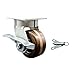 Kingpinless High Temperature Phenolic Swivel Top Plate Caster w/4" x 2" Brown Wheel & Side Lck Brake and Bolt on Swivel Lock - 800 lbs Capacity/Caster - Service Caster Brand