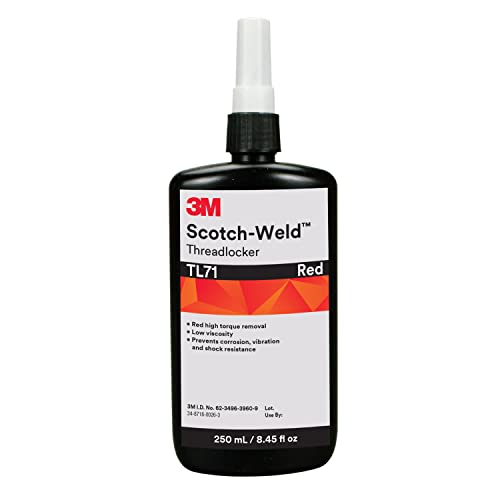 Image of 3M Scotch-Weld Threadlocker TL71, Red, 250 mL Bottle, 1 Each - Effective for Locking, Vibration Resistance, Sealing, and Bonding Threaded Assemblies