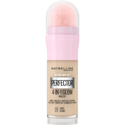 Maybelline New York Fondotinta Perfezionante Instant Perfector 4-in-1 Glow, Minimizza, Corregge, Uniforma e Illumina, Finish Luminoso Senza Imperfezioni, 20 ml, Tonalità: 01 Light