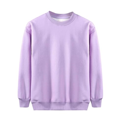 DDAPJ pyju Sweatshirt for Kids Boy Girl Cotton Long Sleeve Fleece Pullover Solid Color Crewneck Casual Tops Thermal Clothes
