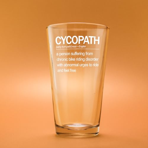 Panvola Cycopath Definition Beer Glass Bikers Gift Biker Dad Mom Brother Sister Girlfriend Boyfriend Cyclist Gifts For Men Women Cycling Pint Glasses Clear Drinking Glass 16 oz - Thumbnail 2
