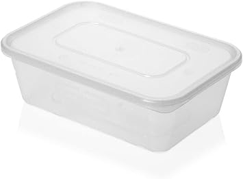 Crazee Deal Satco Plastic Containers with Lids, 500ml, Microwavable, Heavy Duty, Reusable Pack of 50