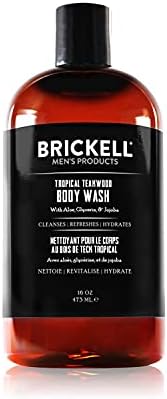 Brickell Men’s Tropical Teakwood Body Wash, Natural and Organic Deep Cleaning Shower Gel with Aloe, Glycerin, and Jojoba Oil