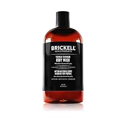 Brickell Men's Invigorating Body Wash for Men, Deep Cleaning Shower Gel with Aloe, Jojoba, and Vitamin E, Scented (Tropical Teakwood, 16 oz)