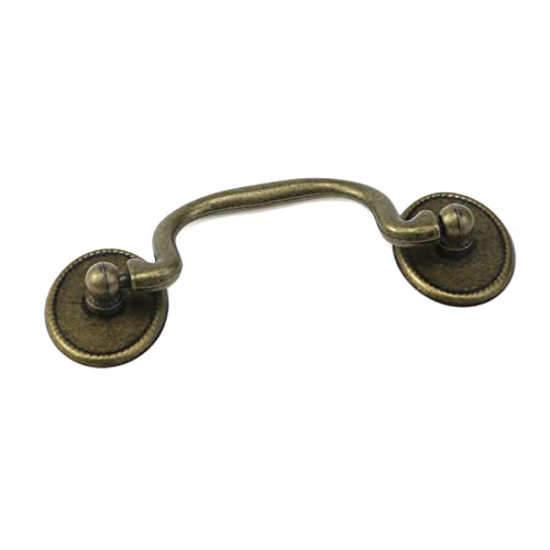 Faotup 2Pcs Zinc Alloy Brown Drop Bail Pulls Handles,Vintage Bail Pull Handles,Bail Drawer Pull Drop Handles,Bail Drawer Pull Drop Handles Dresser,3.42Inch Hole Spacing #TOP2