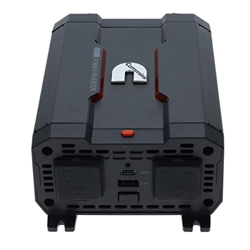 Cummins CMN400 400 Watt Car Inverter DC 12 Volts to 110 Volts AC Converter (Full Kit Included) 2 AC Ports Plus 2.4A USB & Fast-Charge 3.0A USB-C