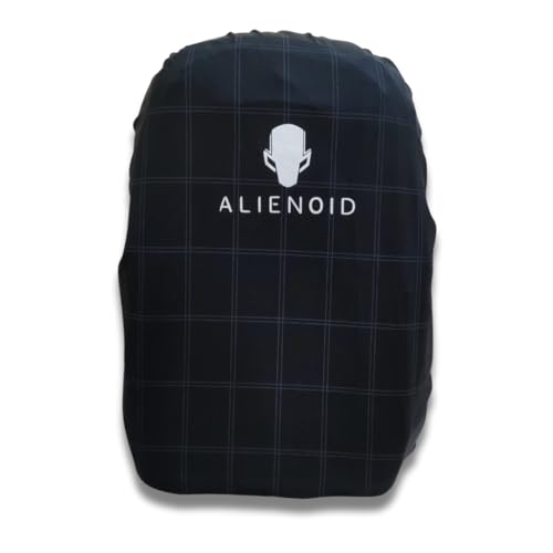 Image of Alienoid Waterproof Bag Rain Cover | Rain, Dust & Scratch Protection | Elastic Fit Luggage Cover | Ideal for Backpack, Trekking, Travel, School, Office (20-30L) (Black Checked)