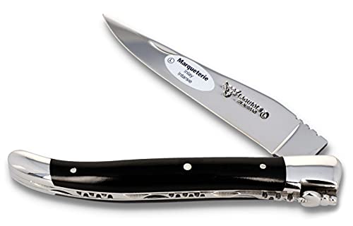 Laguiole en Aubrac Taschenmesser Griff Ebenholz mit Diamant L0212EDIF 12 cm Messer Backen und Klinge glänzend