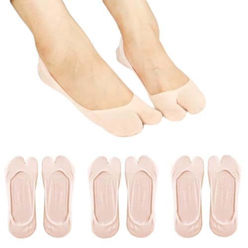 Image of 3 Pairs Japan Tabi Socks No Show Socks Flip Flop Sock Split Toe Low Cut Sock