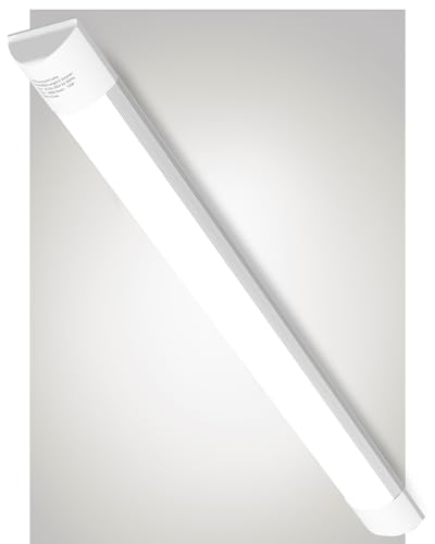 Bellanny LED Fluorescente 60cm, 20W 2400LM Lámpara LED de Techo, 6500K Blanca fría Neon Led Tubo, IP40 130°Ángul Luz de Garaje, LED Batten Light para Sala Oficina Taller Almacén Baño Cocina Barra