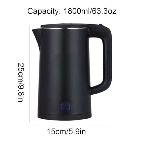 Tetera eléctrica de acero inoxidable con gran capacidad negra miniatura 2