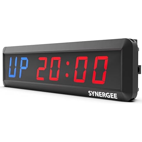 Synergee 16.5” Workout Interval Timer. Programmable Wall Mounted Interval Timer. Gym Timer with Wireless Remote. Tabata EMOTM Stopwatch Count Up/Down MMA Clock. Cover