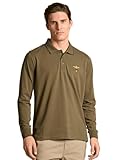 Aeronautica Militare Polo de manga larga para hombre de algodón con logotipo, verde oscuro, XL
