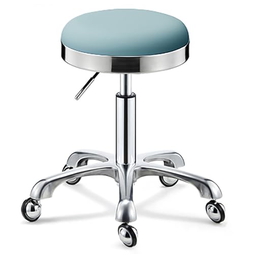 Tabouret pivotant bleu réglable en hauteur avec roulettes robustes