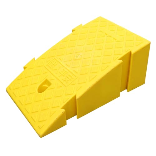 Rampas para bordillo, superficie antideslizante, rampa de goma para mármol, piso de madera, piso de concreto, fácil subida y bajada (Amarillo, 9.4x18x10 in) miniatura 1