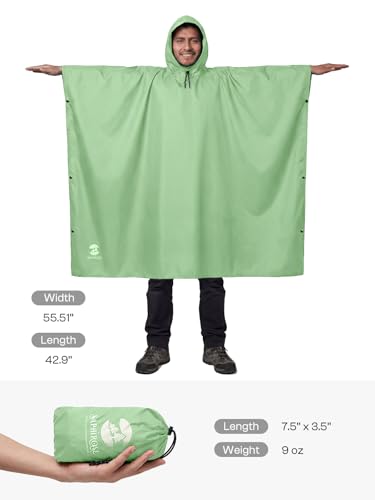 Image of SaphiRose Hooded Rain Poncho Waterproof Raincoat Jacket for Men Women Adults