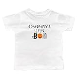 Grandpappy's Little Boo White Infant or Toddler T-Shirt, Grandson or Granddaughter Present, Autumn Kid Shirt, Halloween Fall Gift (Grandpappy Little Boo Shirt)