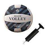 Comicsball Beach Volleyball, Größe 5, mit Aufblasvorrichtung und Nadel – genäht aus rutschfestem Soft-Touch-Leder – strapazierfähig und verstärkt – ideal für Strand, Camping, Park (Blau)
