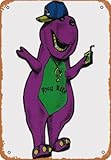 Metal sign - Great Barney The Dinosaur Hug Life Hip Hop Style Barney Poster Bar Wall Decor 8 X 12 Inch