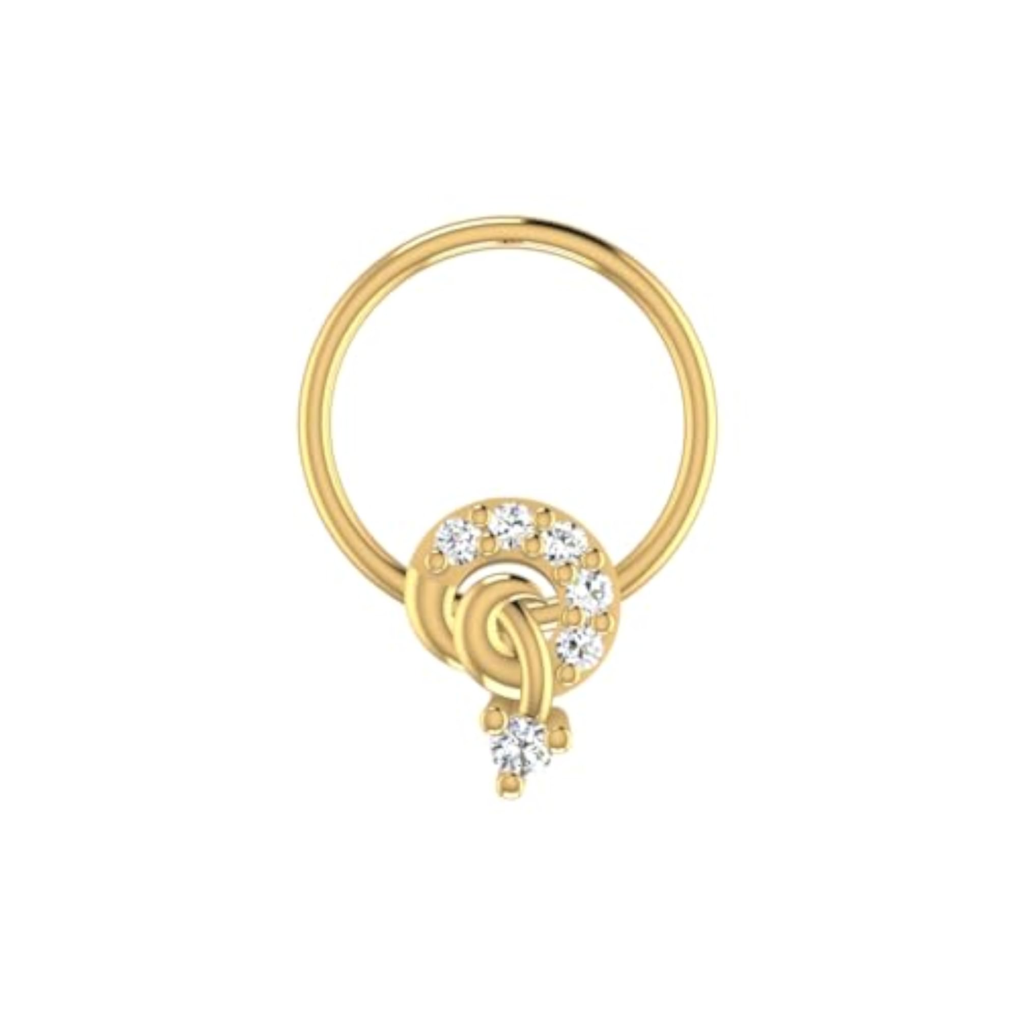 Women's 14Kt Yellow Gold Stud Nosering, Chic Design