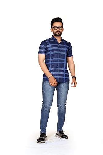 Image of FABRIPPLE Men's Printed Half Sleeve Shirt for Casual Wear | Stylish Geometric Pattern Slim Fit for Men | Summer Trendy Short Sleeve Shirt