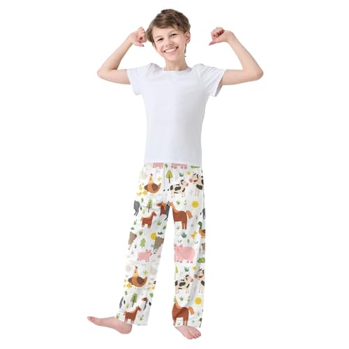 ZZXXB Donkey Cow Boys Long Pants Soft Trousers Elastic Waist Kids Lounge Bottoms with Pockets S-XL2