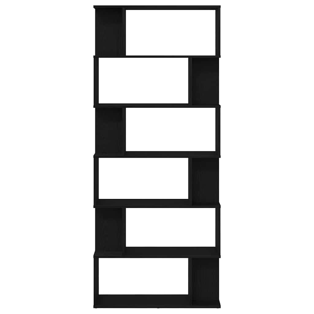 Estantería en aspecto de roble, 80 x 24 x 190,5 cm, de material de madera con compartimentos desplazados y parte superior estable para libros y decoración, fácil de limpiar