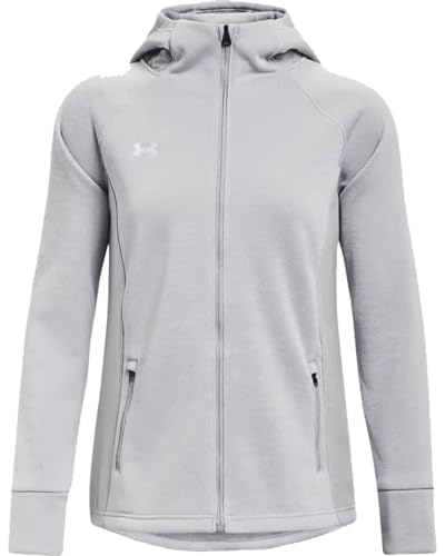 Under-Armour-Womens-Full-Zip-Swacket-Jacket-Mod-GreyWhite-Size-Large