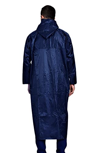 Image of Men's Polyester Double-Layer Long Raincoat Poncho with Pockets, Adjustable Cap and Cover