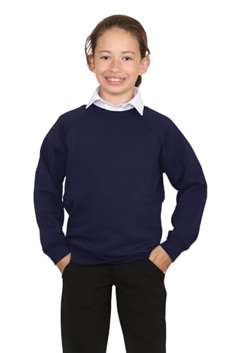 Pull d'école bleu marine unisexe en polaire col rond pour enfant de 2 à 13 ans