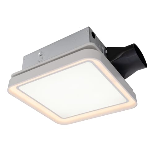 Image of Akicon Bathroom Exhaust Fan with Light, 50-80-100 CFM DC Motor, 1.2 Sones 3CCT LED Light 2700K /4000K /5500K with 7W Night Light Quiet Energy Saving Ceiling Fan, White