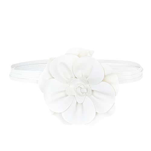 TeeYee Damen PU Leder Blumen Gürtel Boho Wickelgürtel Flechtgürtel Taillengürtel Schmaler Gürtel für Kleid Weiß