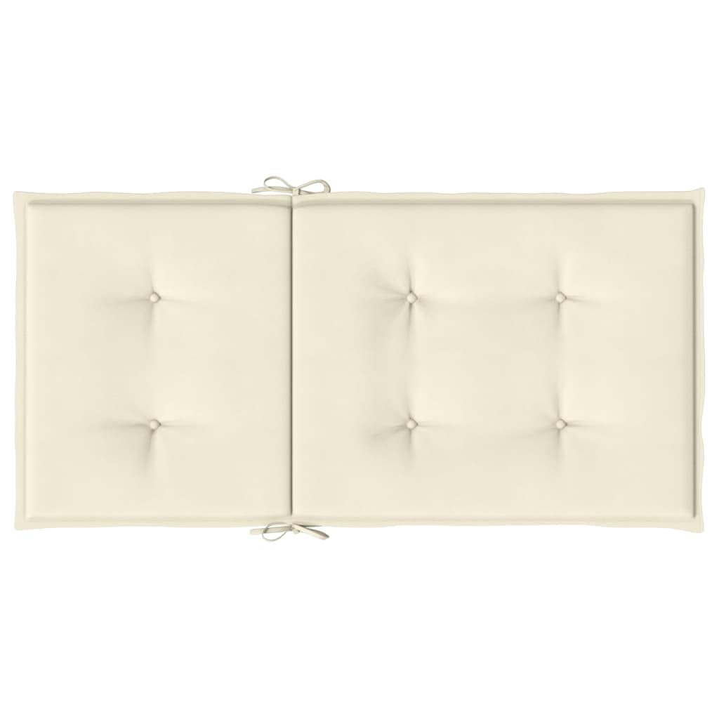 2er Set Gartenstuhlauflagen für Niedriglehner, Bequeme Sitzauflagen 100x50x3 cm, Polsterauflagen aus Oxford-Gewebe für Gartenstühle, Stuhlkissen mit Haltebändern, Creme