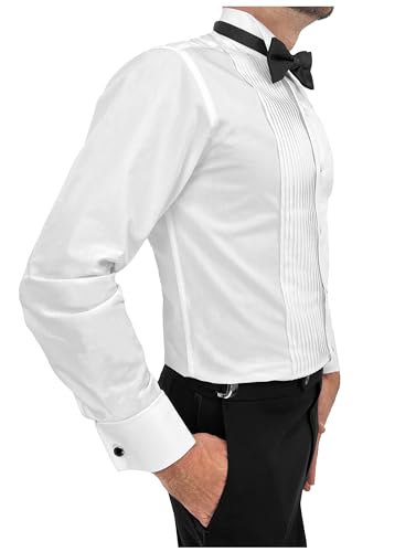 Sir Gregory Men's Regular Fit Tuxedo Shirt 100% Cotton Wing Collar French Cuff 1/4 Inch Pleat4