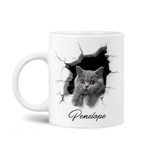 British Shorthair Cat Mug, Custom Name, 11oz/15oz Ceramic