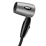 Conair 124AC 1600 Watt Compact Travel Hair Dryer with Folding Handle, Blow Dryer