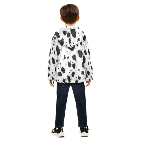 Country Cow Animal Pattern Toddler Fleece Jacket Girl Boys Hooded Fleece Jacket Coat Warm Outwear Zip-up 3-10T4